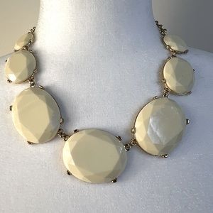 Tasha Statement Gold Tone and Cream Faceted Statement Necklace